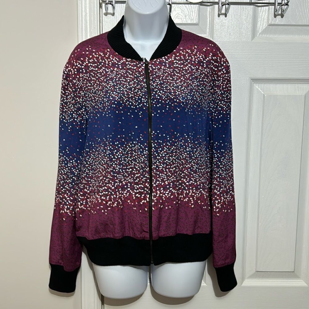 NWOT St. John Black Label Silk bomber jacket  Sz‎ M